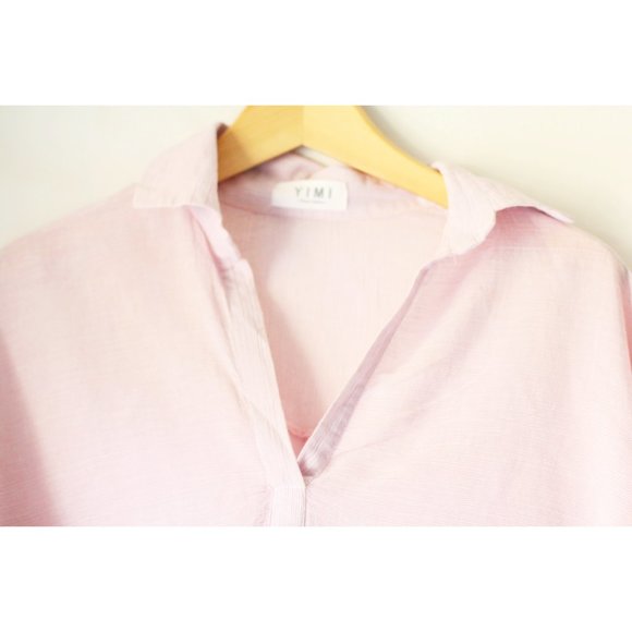 Pink Boyfriend Oversize Shirt with Tie Up Sleeves - Picture 5 of 8